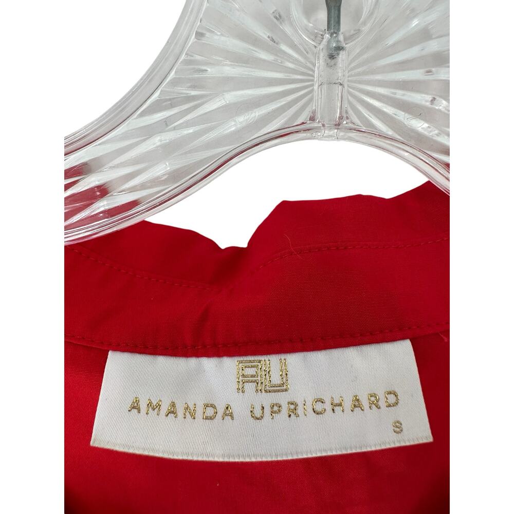 Amanda‎ Uprichard Red Collared Cutot Shoulder Basic Button Up Blouse Size Small - Picture 2 of 13